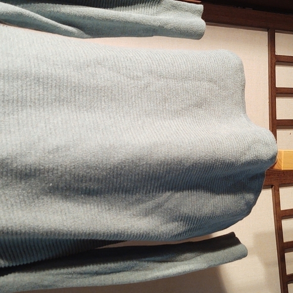 Dakini Horizontal Ribbed Blue Drawstring Turtleneck Top Sz M - Picture 7 of 10